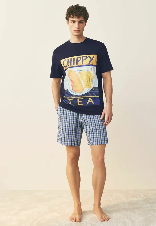 Комплект пижамы с принтом Frankie Thorp Short Sleeve Set Next, navy blue, темно-синий — фото 2