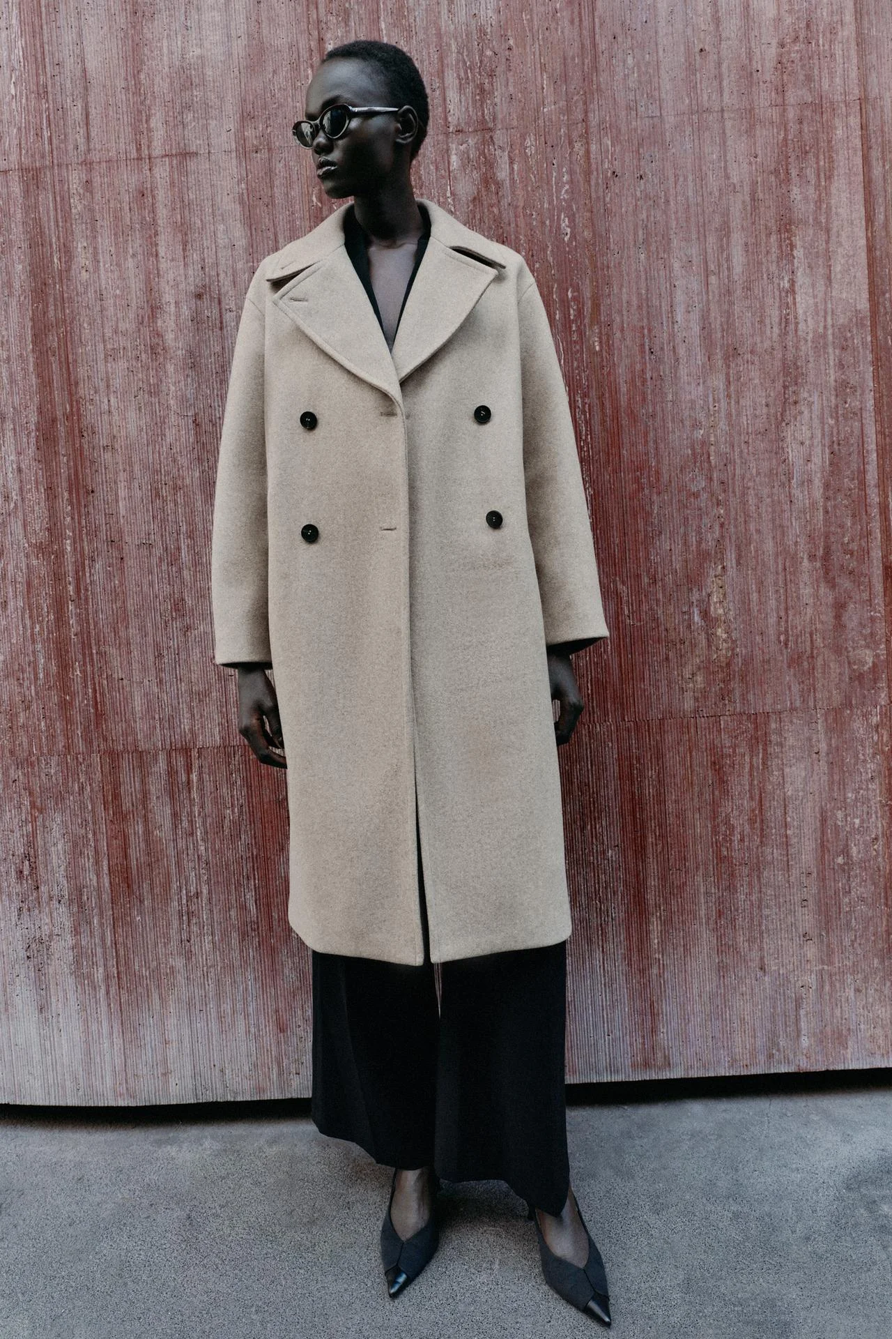 Пальто Zara Oversize Soft, бежевый