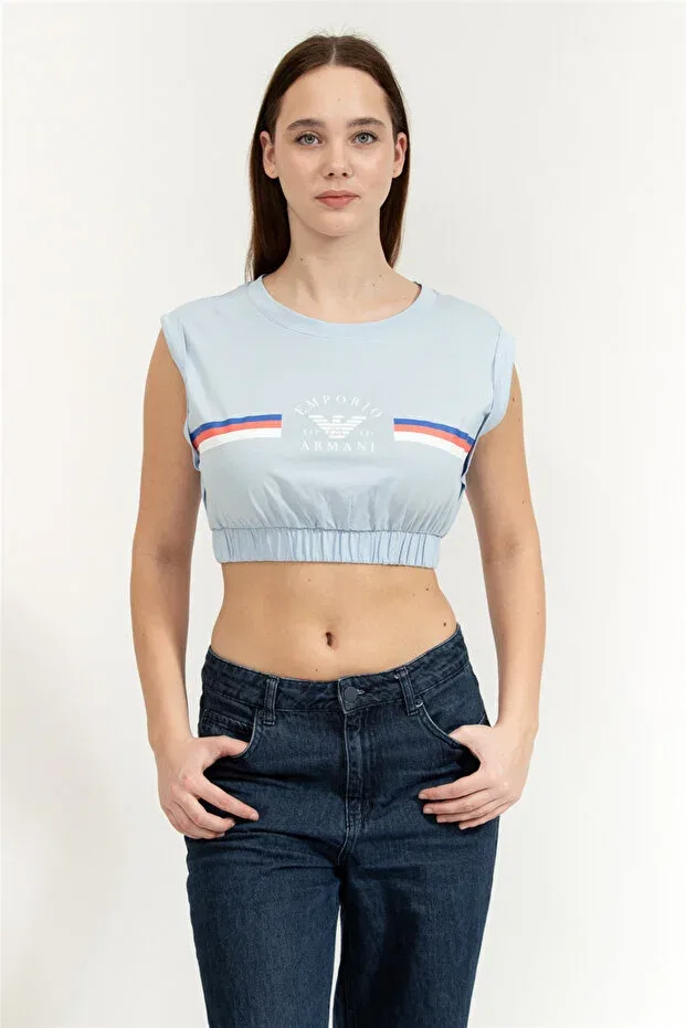Женская футболка на тонких бретелях Emporio Armani, Light Blue