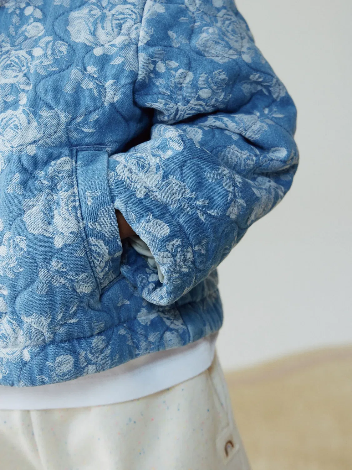 Куртка стеганая жаккардовая с цветочным рисунком, Blue Denim Next, синий — фото 4