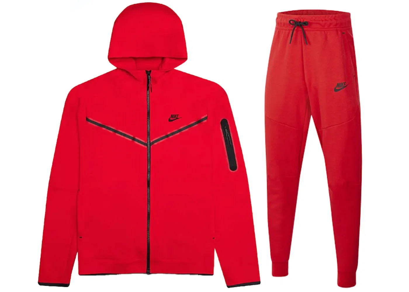 Детский комплект худи на молнии и джоггеры Nike Tech Fleece, цвет University Red/Black