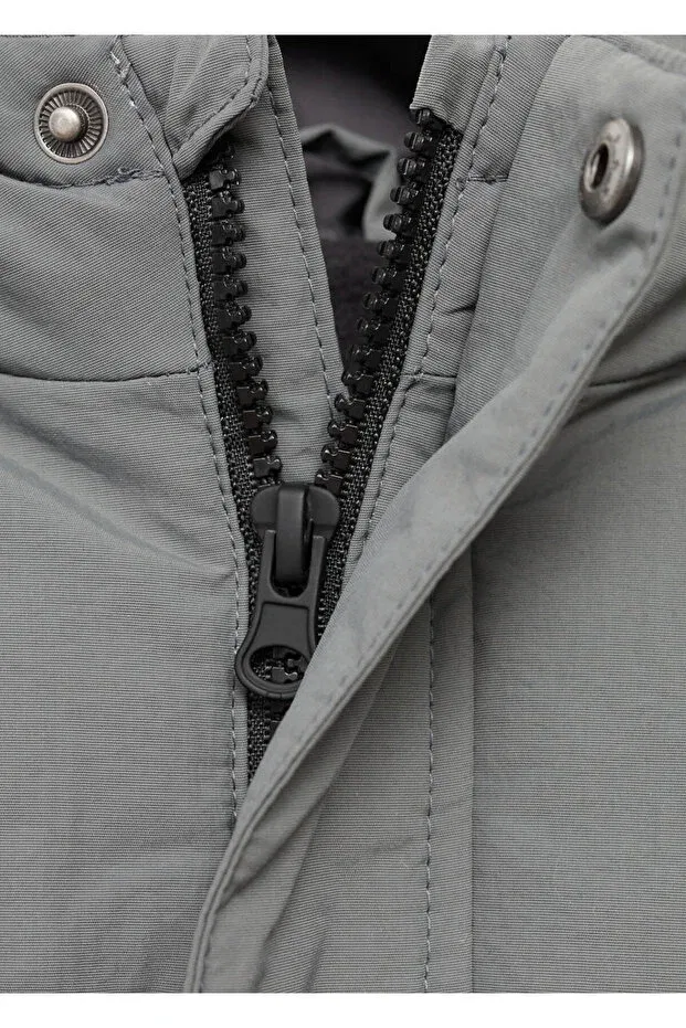 Детское пальто для девочек стеганое Mango Baby, Dark Gray — фото 4