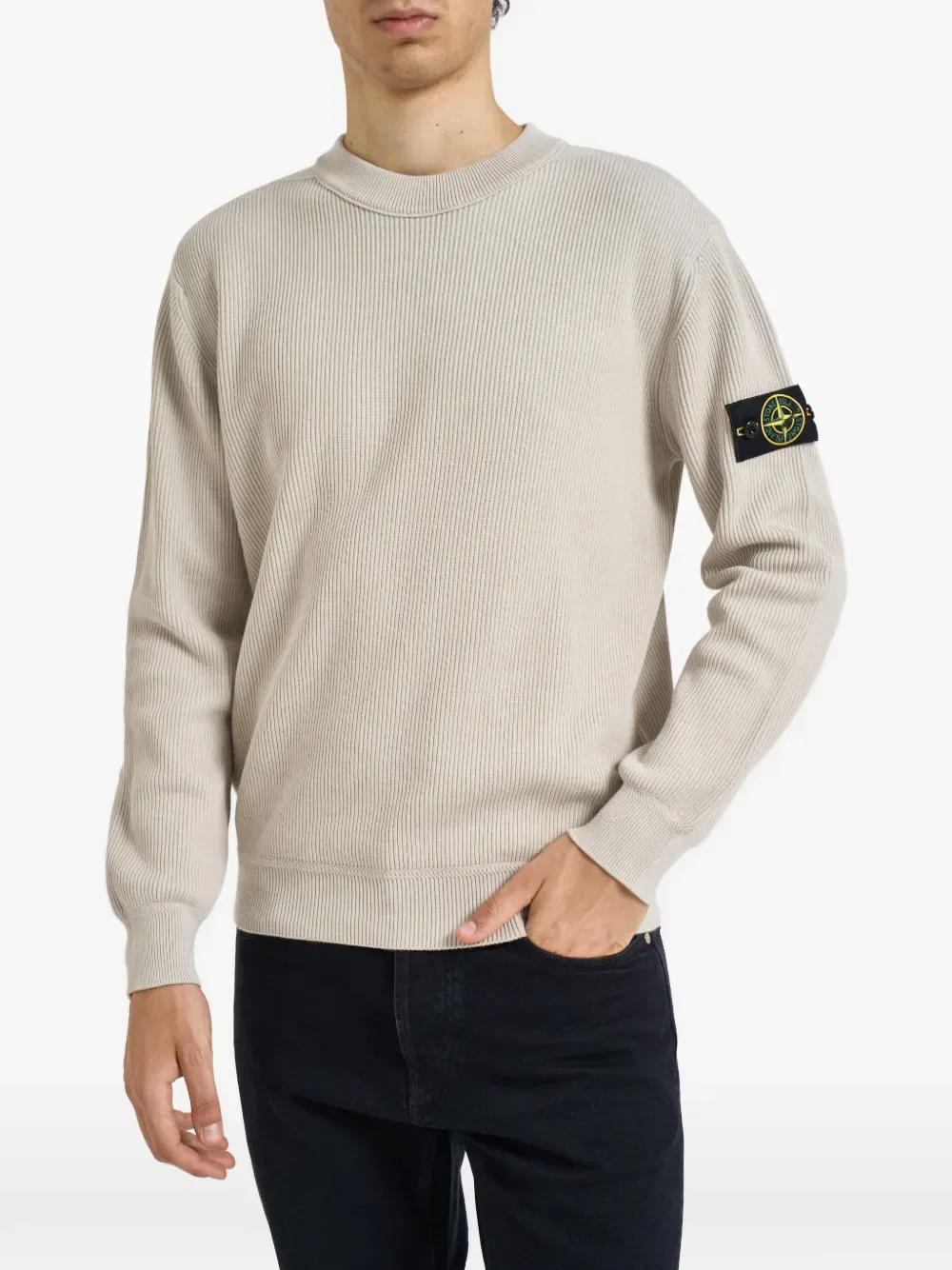 Свитер вязаный Stone Island, бежевый