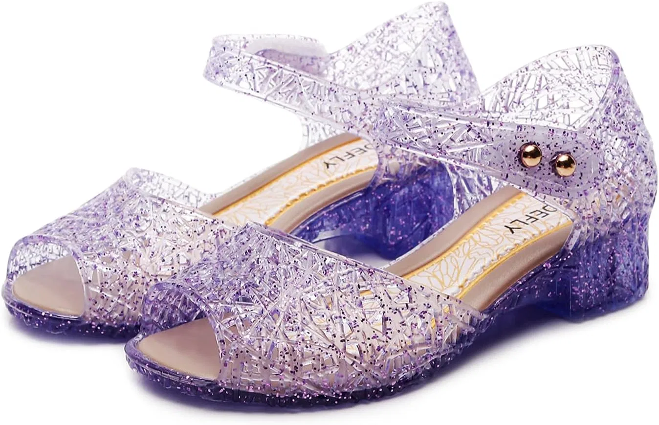 Детские туфли для девочек с блестками Princess Jelly Flats TANDEFLY, Purple