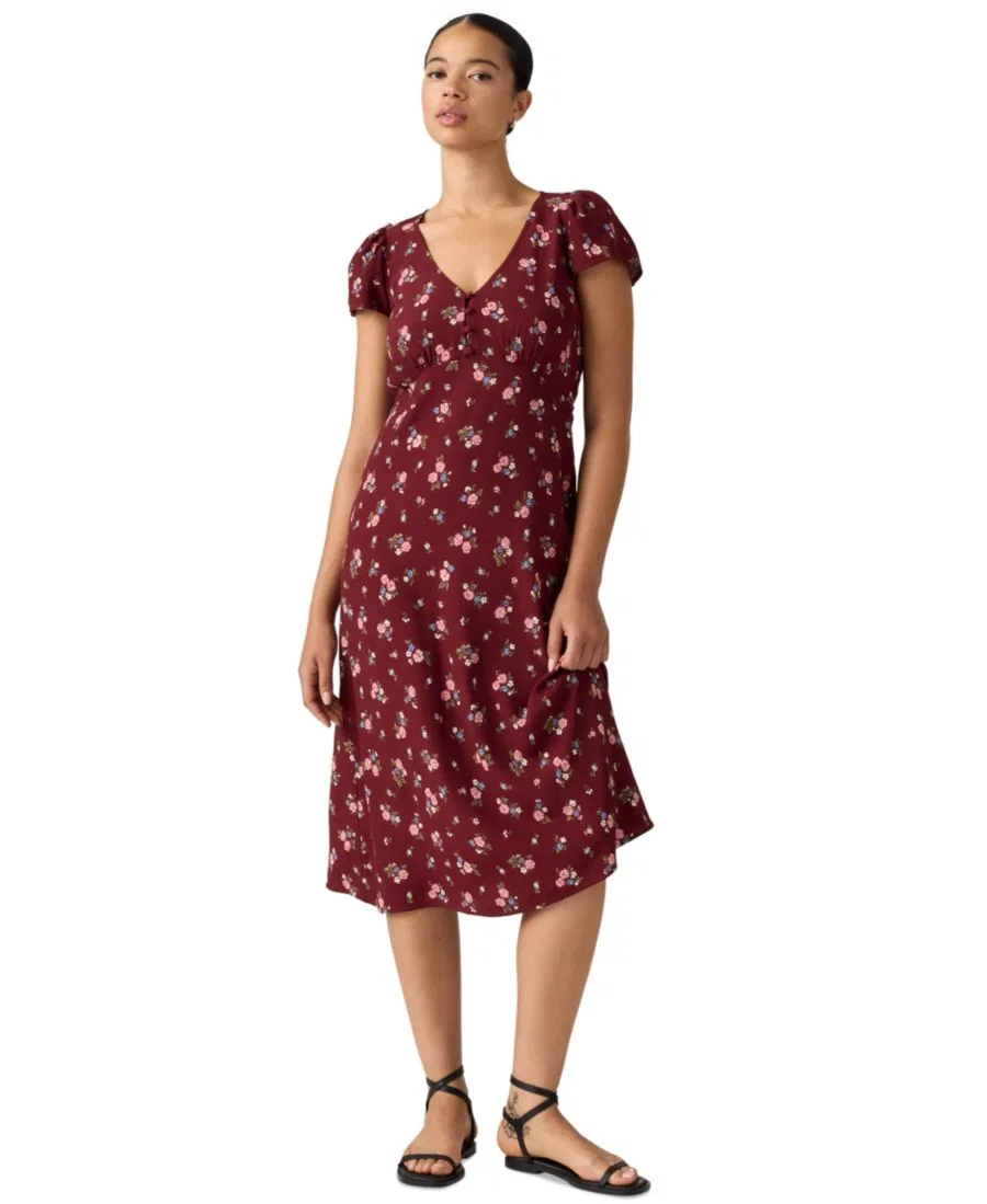 Платье-миди с V-образным вырезом Lilith Levi's, Abellona Floral Cabernet — фото 2