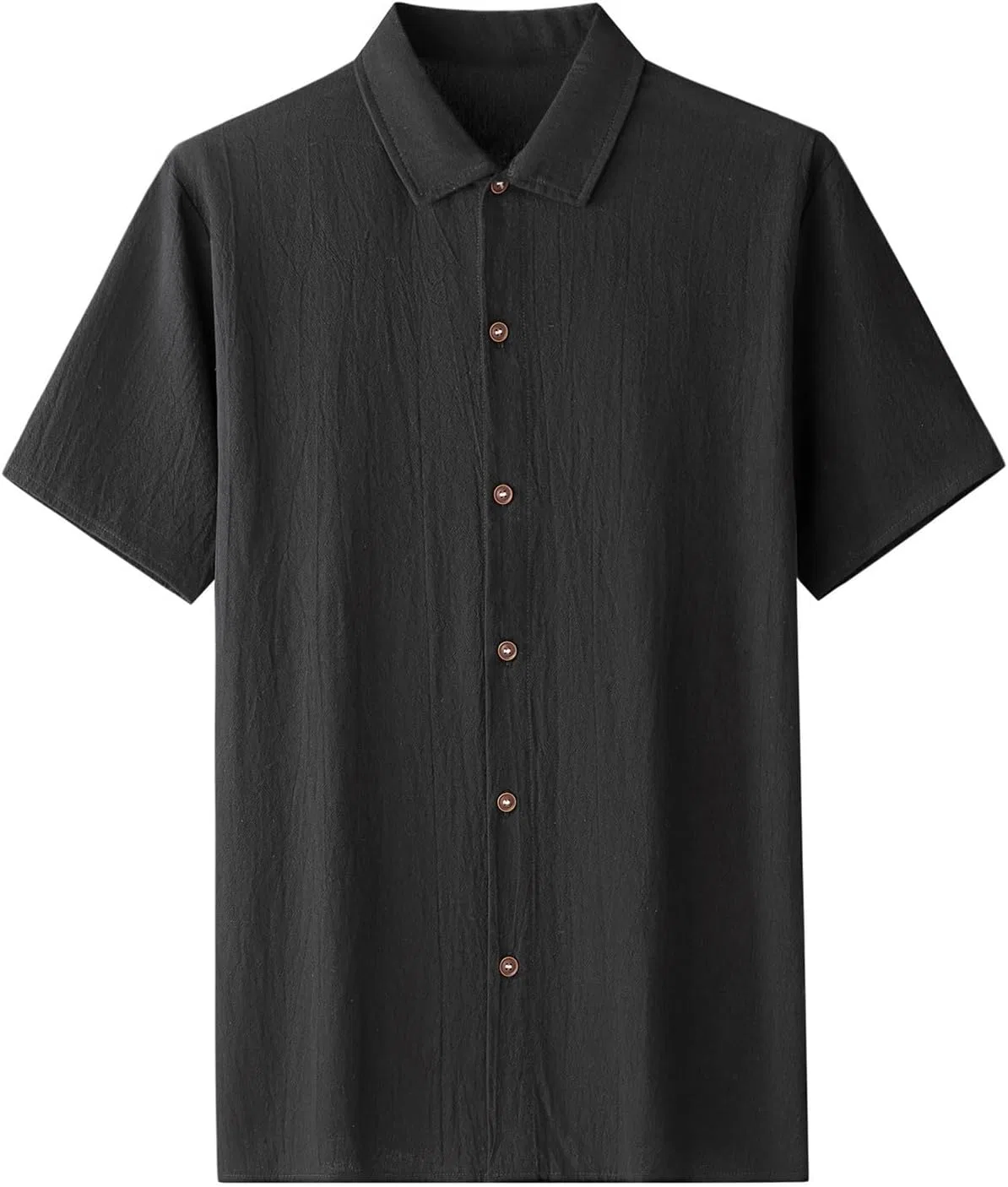 Мужская рубашка с коротким рукавом, slim fit, чёрный — фото 3