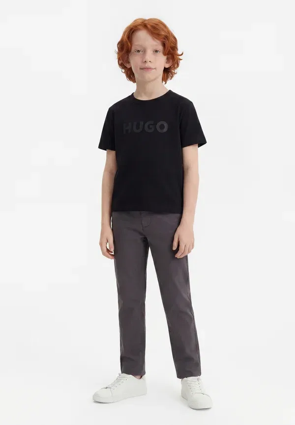 Эксклюзивная футболка с короткими рукавами - простые футболки Hugo Kids, черный