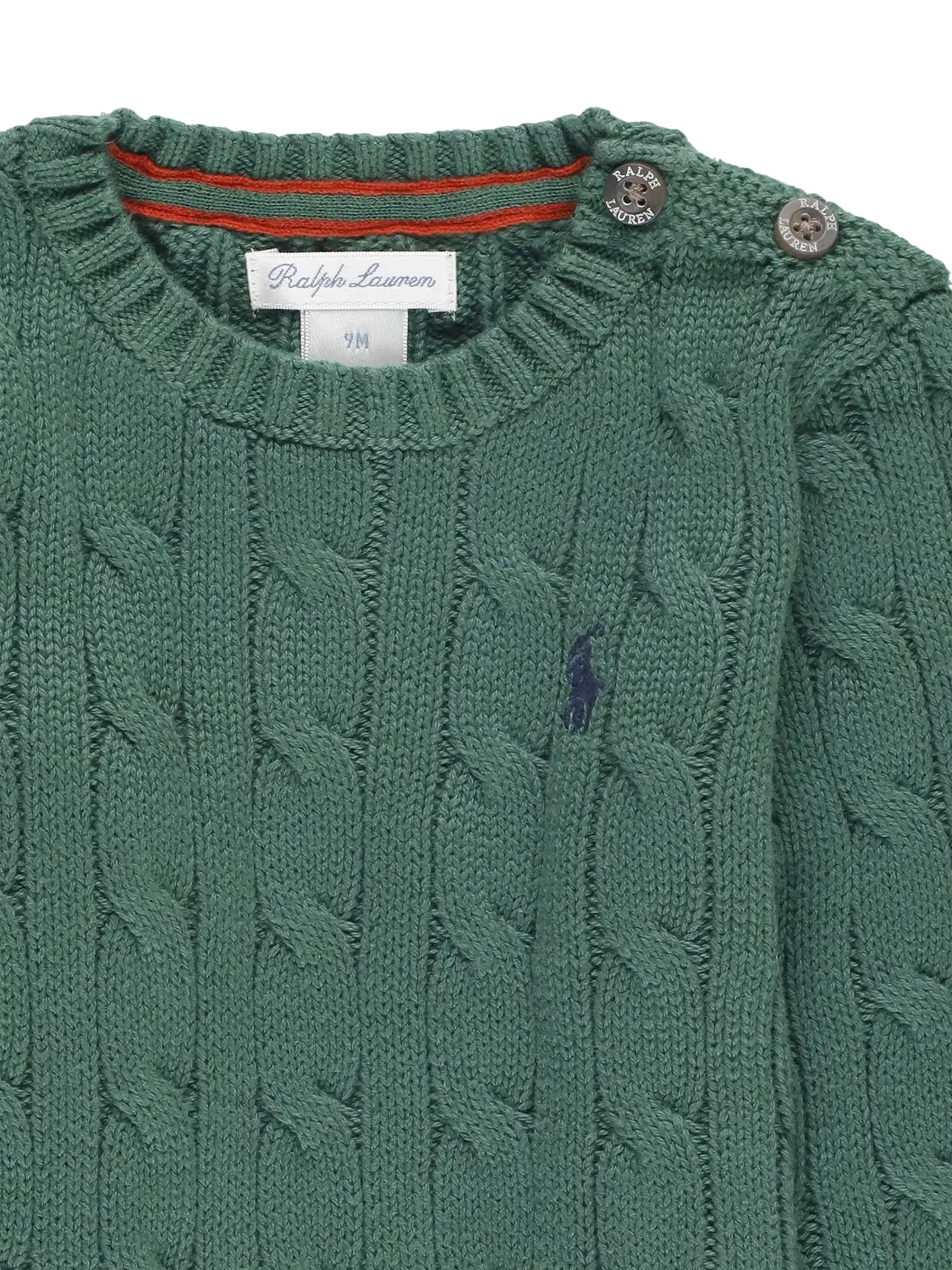 Джемпер фактурной вязки из хлопка Polo Ralph Lauren, зеленый — фото 3