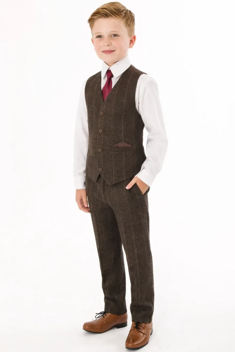 Костюм из твида в клетку 4 piece Vivaki, Brown — фото 2