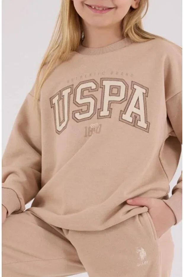 Детский комплект свитшота и брюк с длинным рукавом U.S. Polo Assn., Biscuit — фото 4