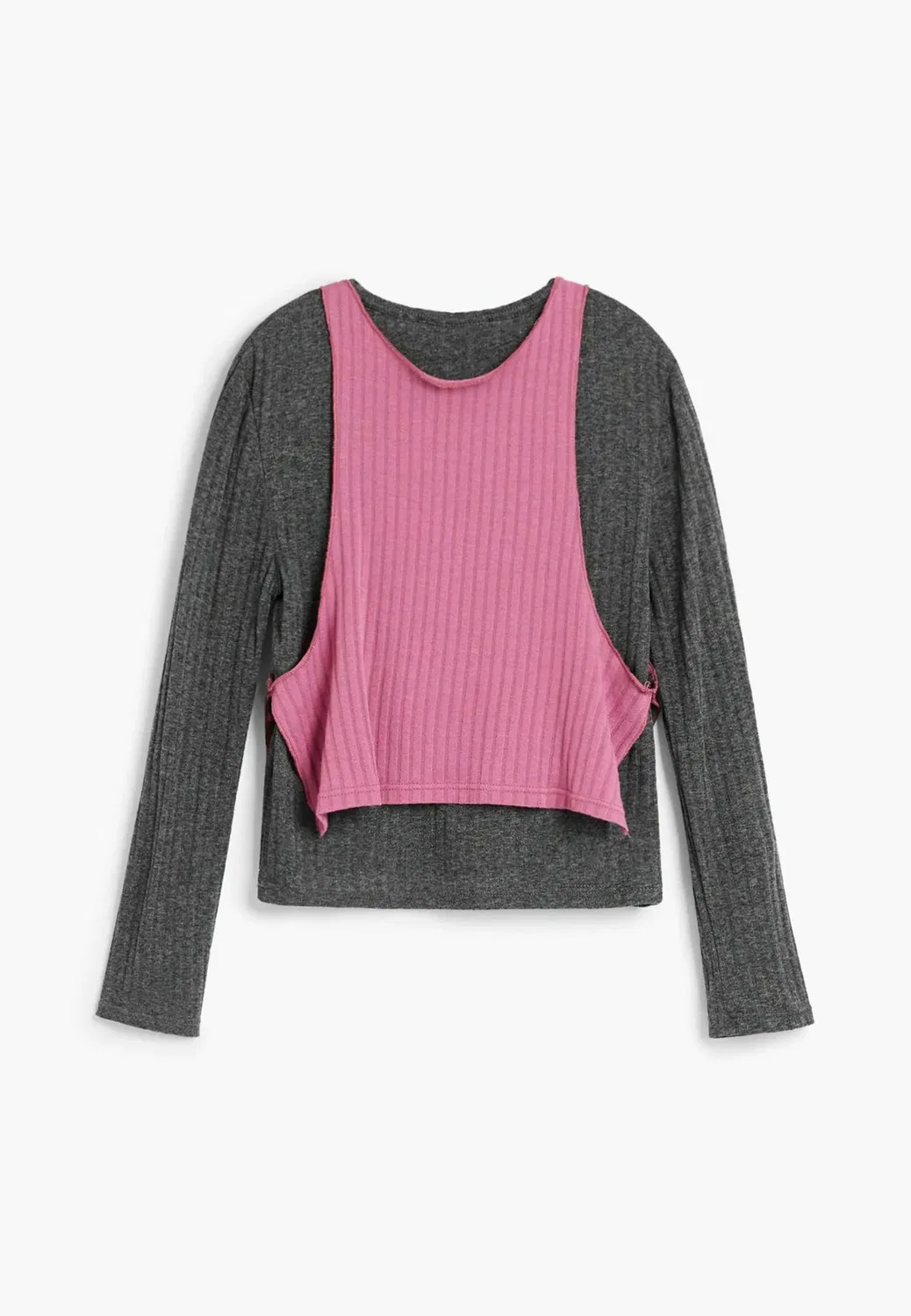 Комбинированная полосатая футболка - джемпер Desigual, Gray — фото 4