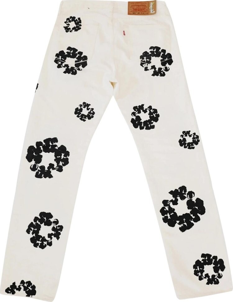 Джинсы Levi's x Denim Tears The Cotton Wreath Inverted Jean 'White', белый — фото 3