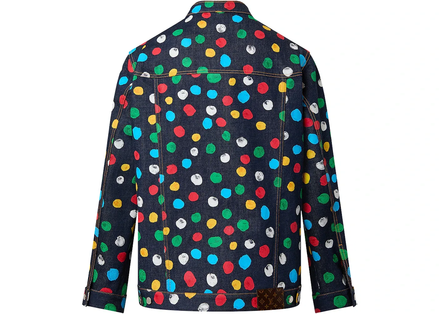 Женская джинсовая куртка с принтом Painted Dots Louis Vuitton, Indigo/Blue — фото 2