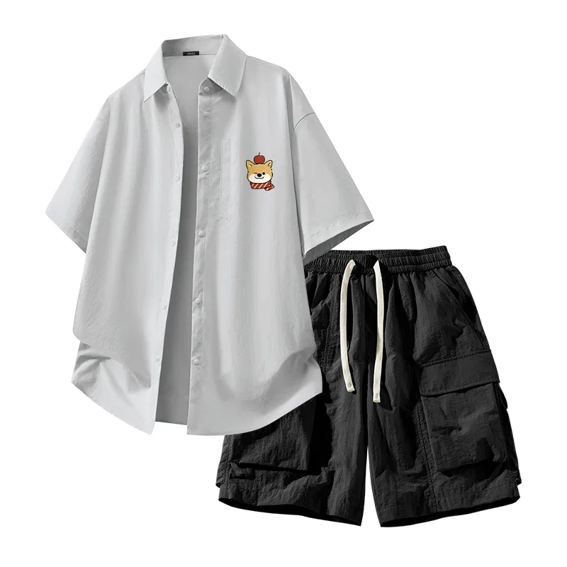 Детский комплект рубашек с воротником MINISO, Space Gray (Ma Cat and Dog Amusement Park Chest Logo)+Black