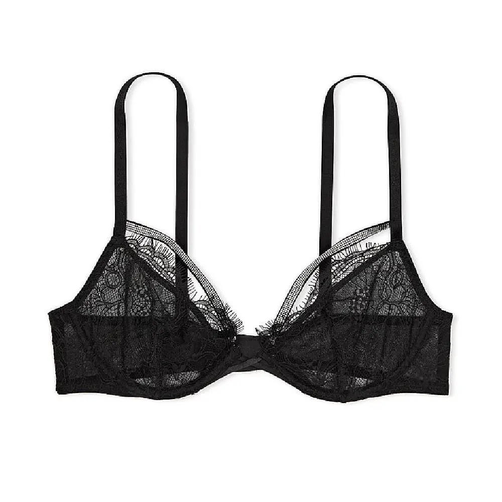 

Бюстгальтер Victoria's Secret Very Sexy Unlined Floral Embroidered Demi, черный