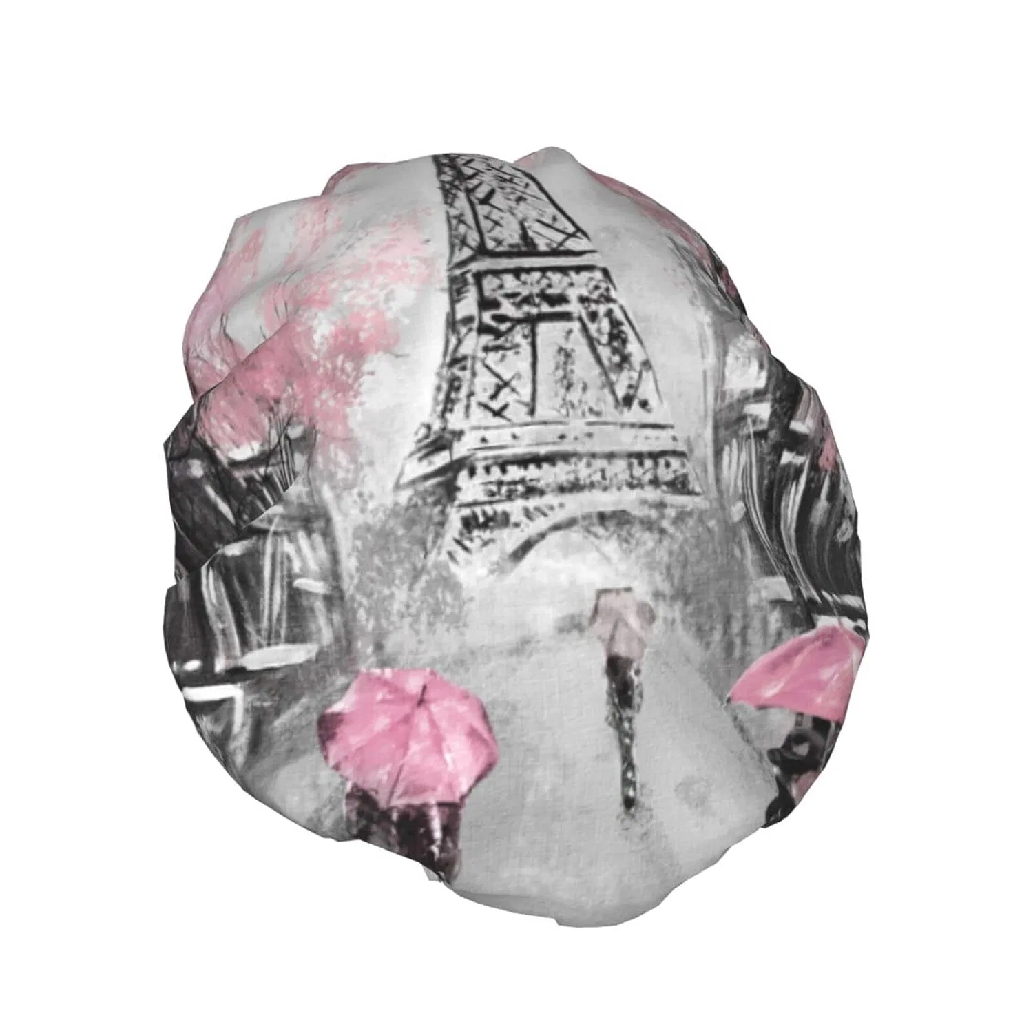 Шапочка для душа Oudrspo, двойной слой, водонепроницаемая, Eiffel Tower and Pink Couple — фото 2