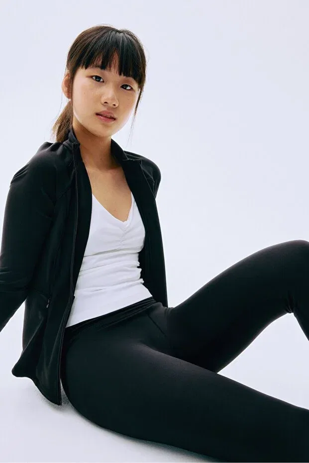 Детские спортивные леггинсы для девочек скинни H&M, Black — фото 3