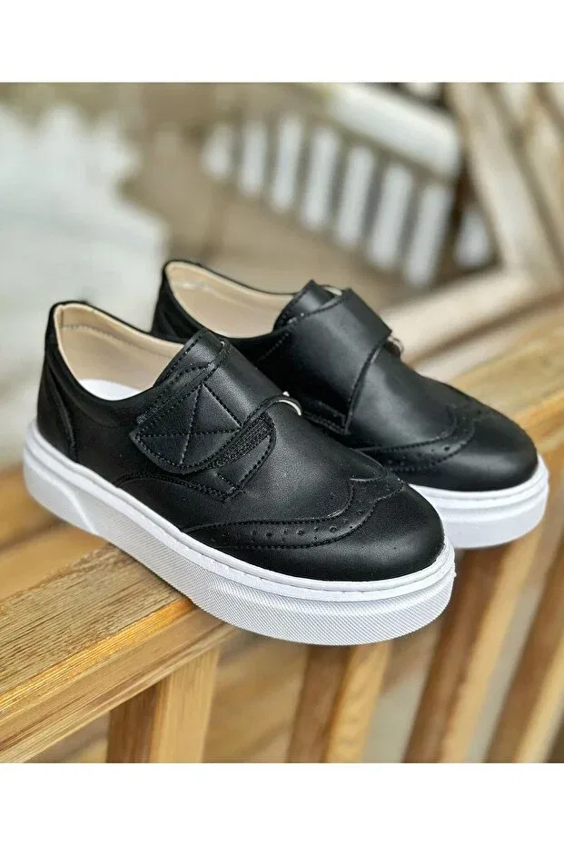 Детские кеды для мальчиков на липучке Surpie Shoes, Black — фото 4
