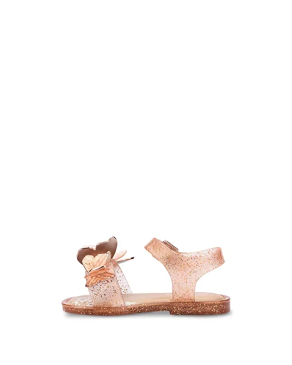 Детские сандалии для девочек с бабочкой Butterfly III Mini Melissa, Beige Glitter — фото 4