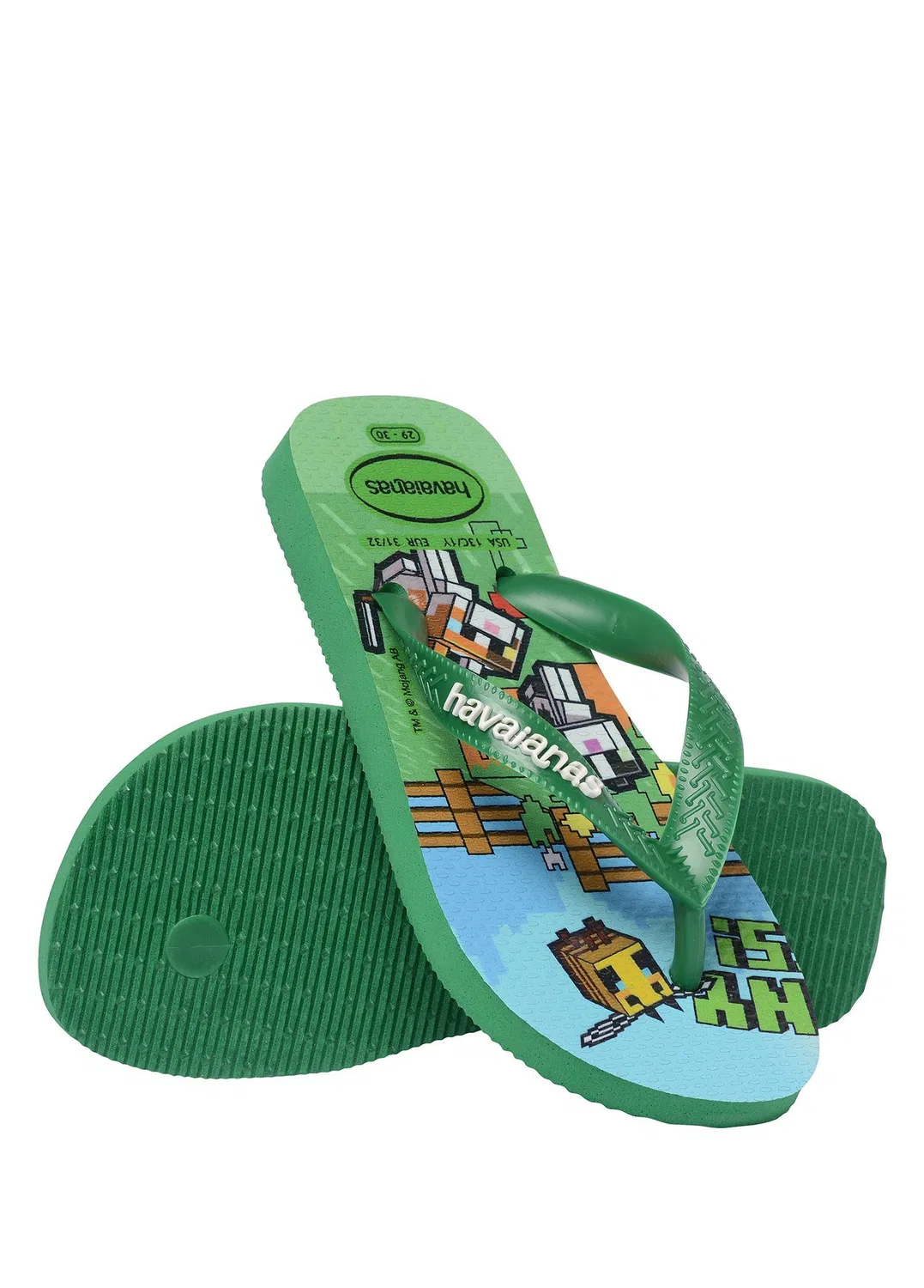 Пляжные тапочки Havaianas Minecraft, зеленый — фото 4