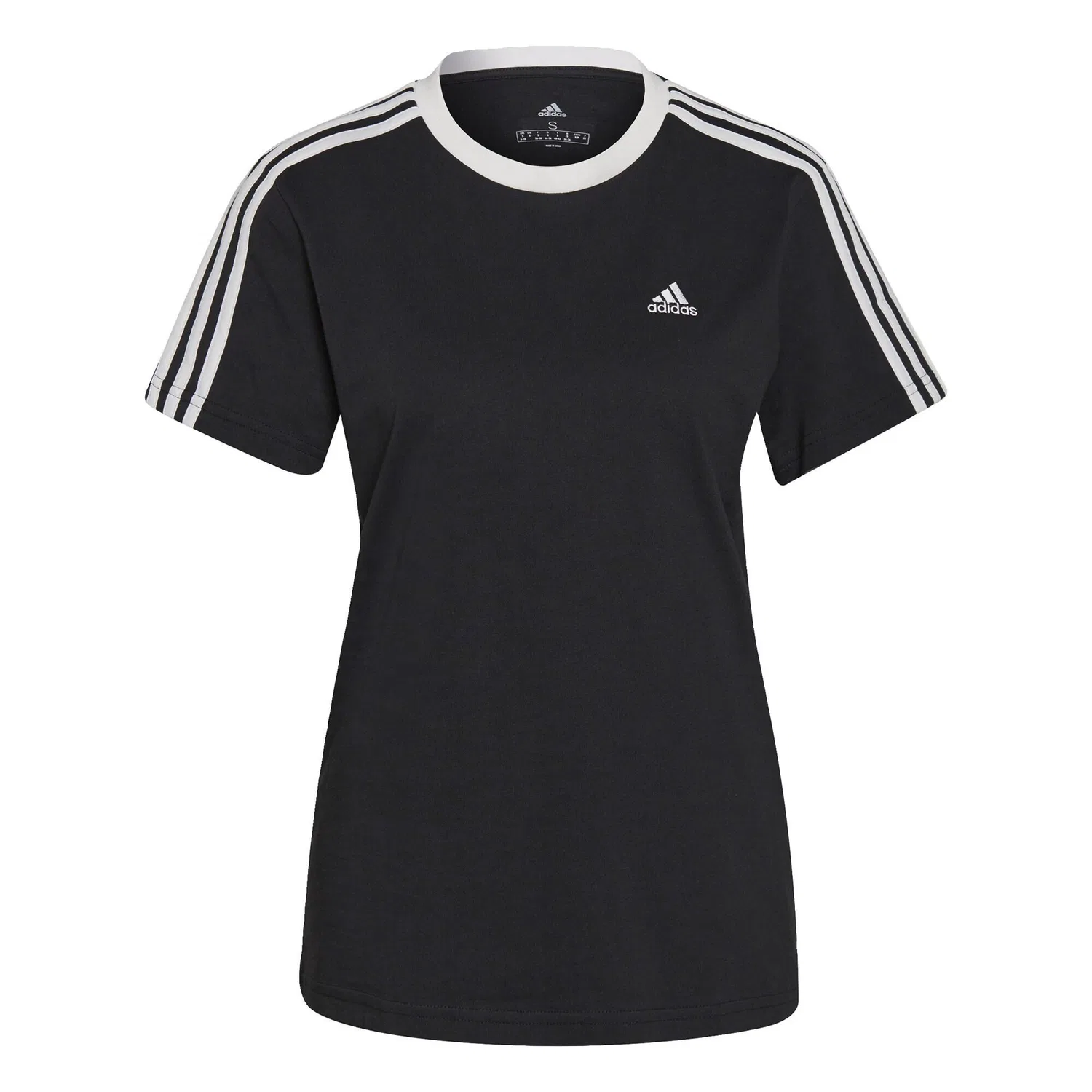 Мужская футболка с длинным рукавом Essentials 3-Stripes Adidas, Schwarz Weiss — фото 2