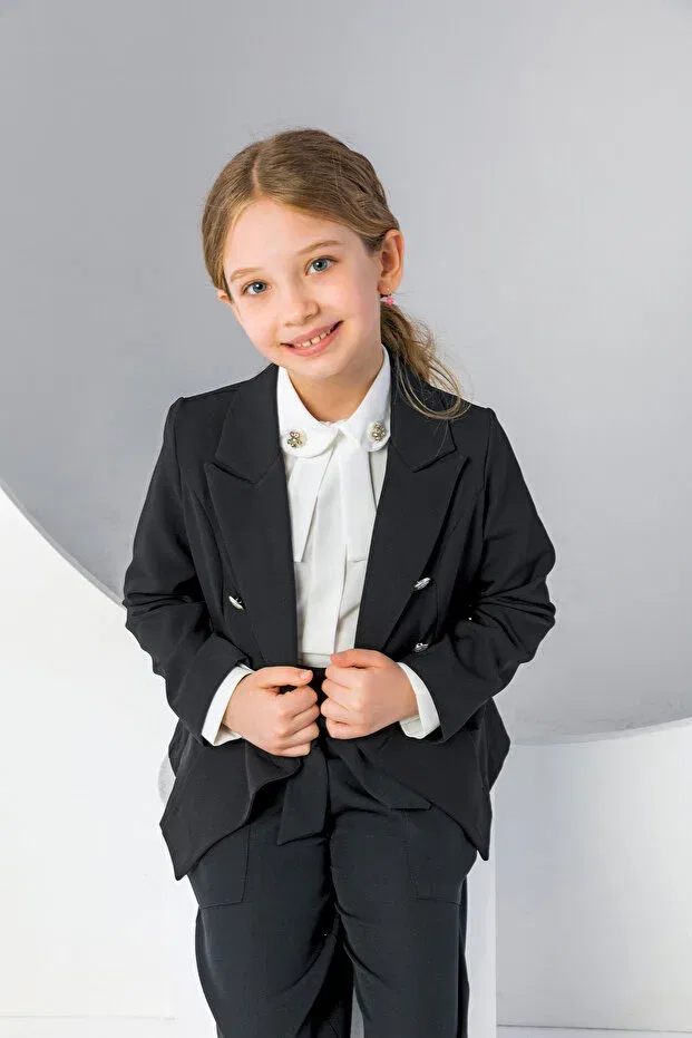 Детский блейзер для девочек с лацканом Basics Incity, Black — фото 4