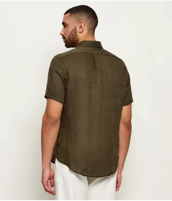 Льняная рубашка custom fit Polo Ralph Lauren, оливково-зеленый — фото 3