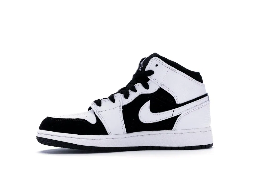 Детские кроссовки для мальчиков с принтом Jordan 1 Mid Jordan, White/Black-White — фото 3