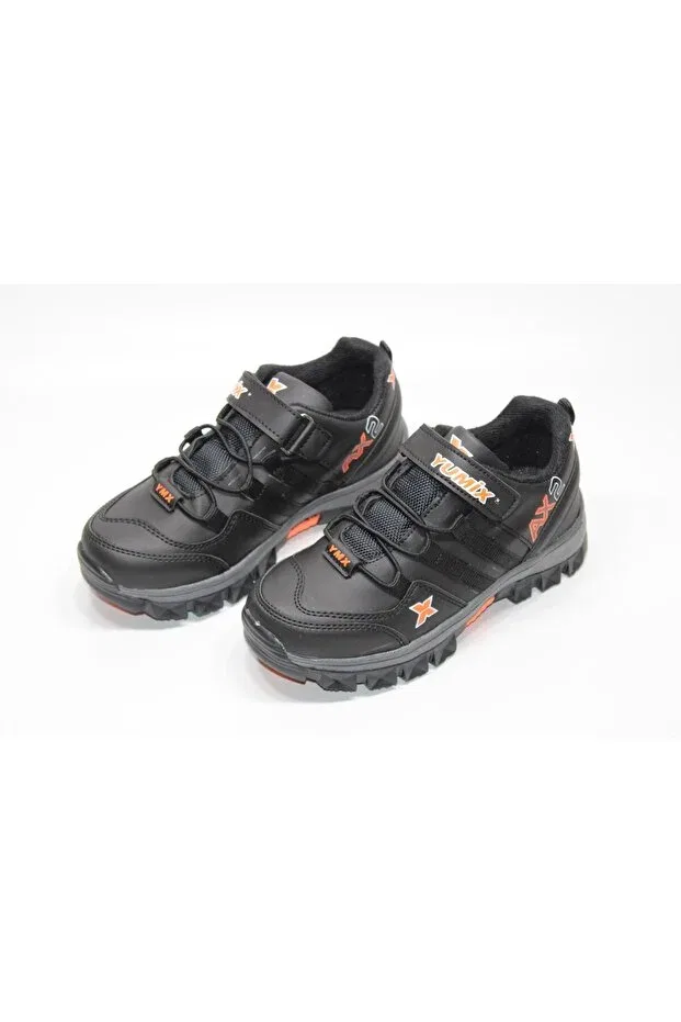 Детские треккинговые ботинки для мальчиков водонепроницаемые Yumix, Black Orange — фото 4