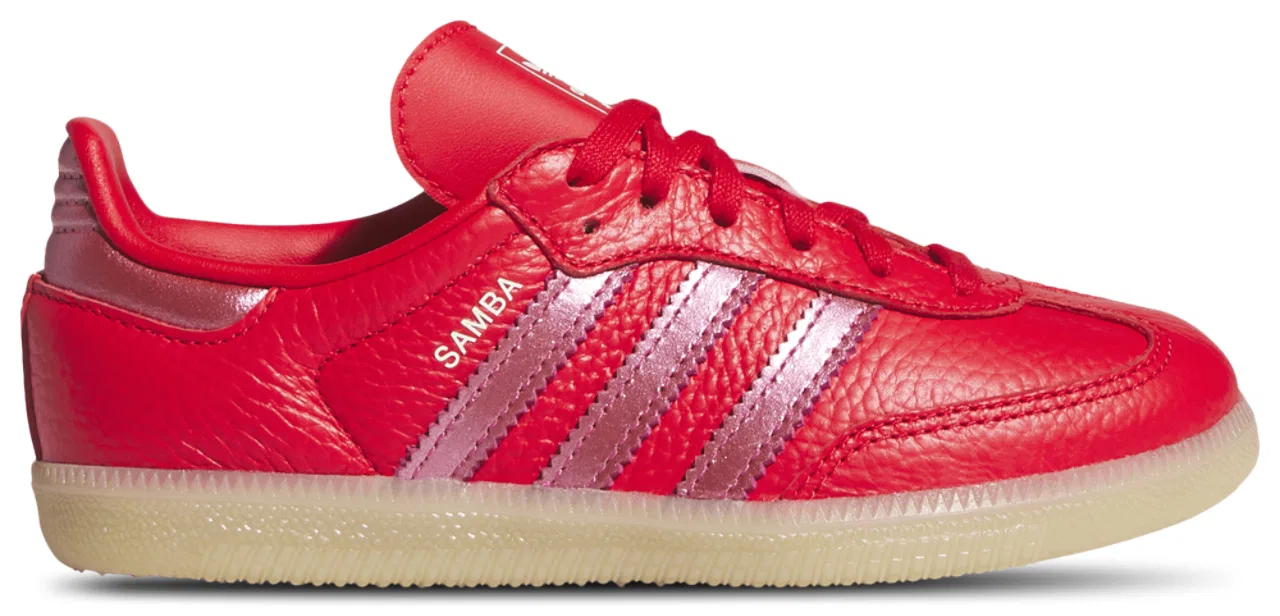 Кроссовки для девочек Samba Adidas, цвет White/Metallic Red/Gum