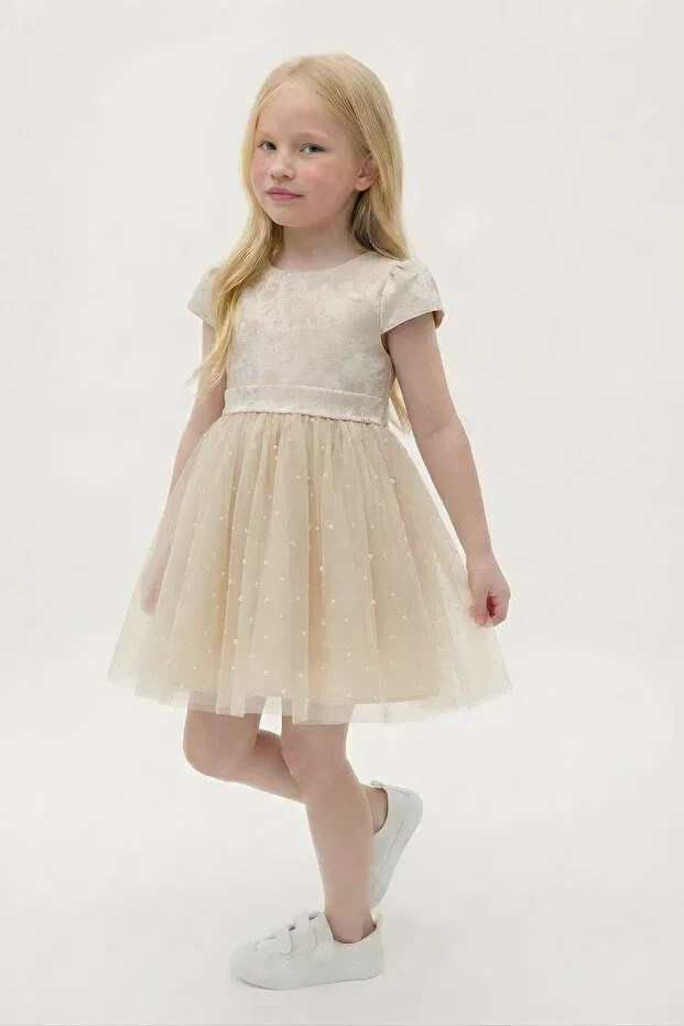 Детское платье для девочек жаккардовое с бантом Fesshera Kids, Brown