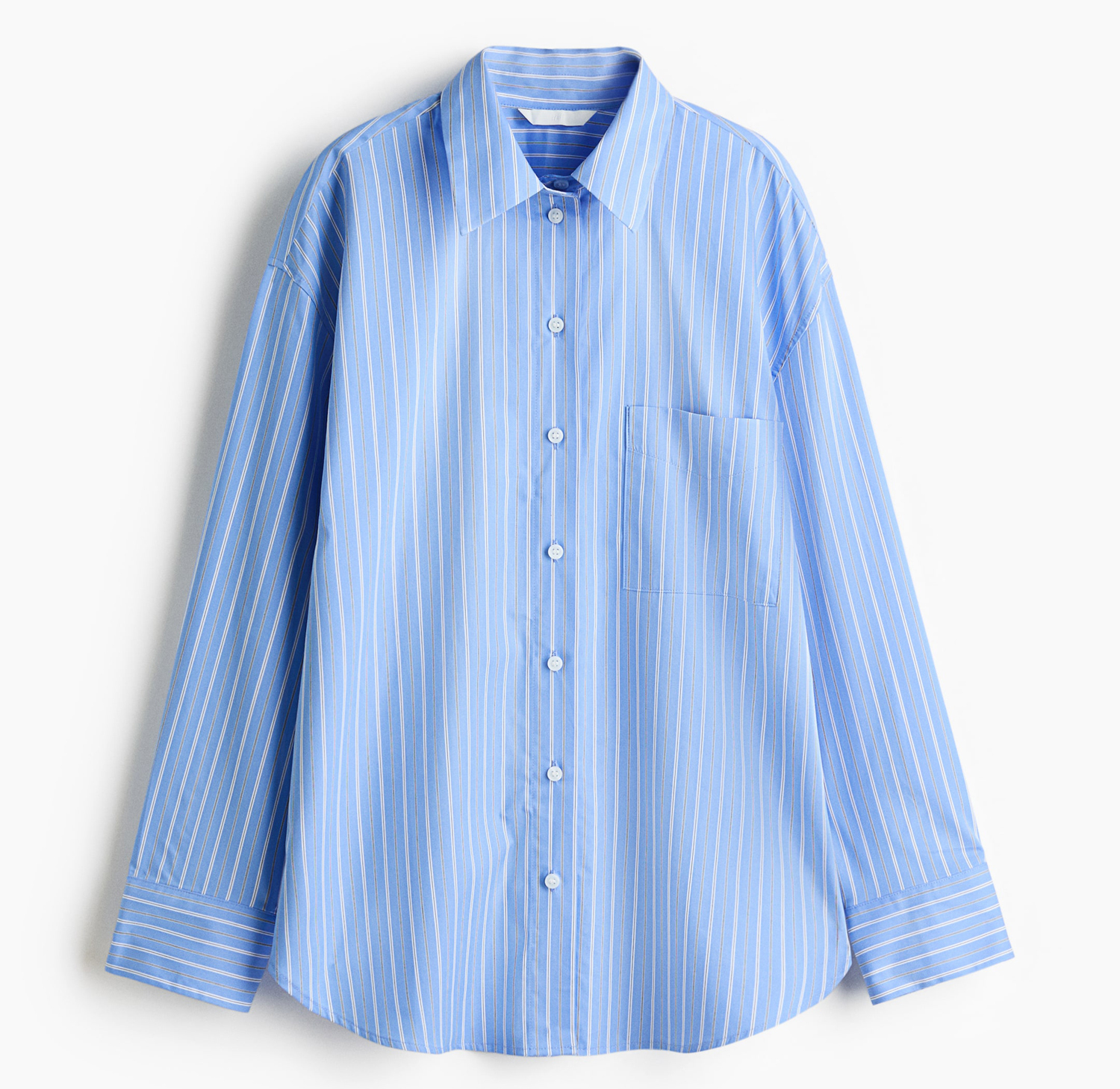 

Рубашка H&M Oversized Poplin, синий/полоска
