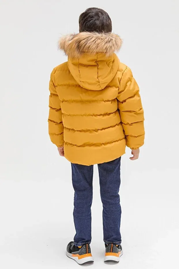 Детское пальто для девочек с капюшоном Benitto Kids, Hardal — фото 4