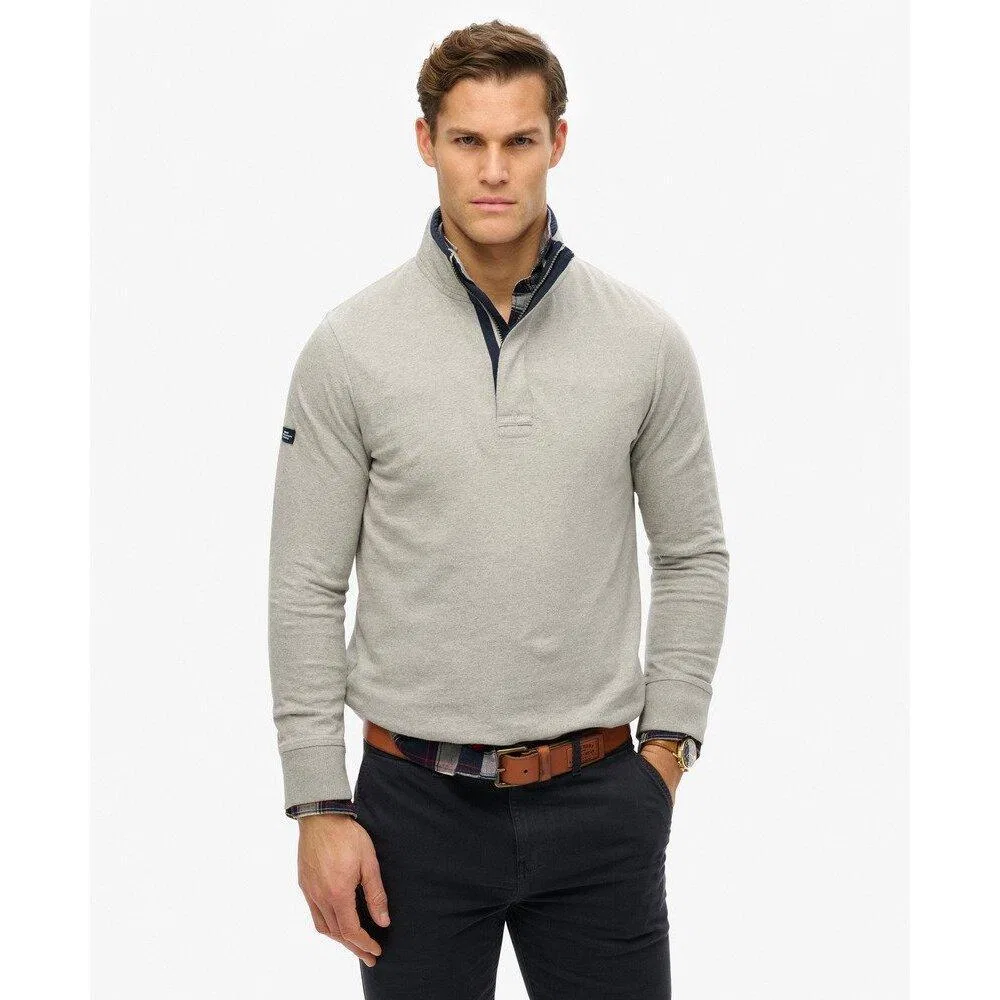 Мужской свитшот с полузамком Superdry Cotton Classics Jersey Henley, Grau / Betongrau — фото 3
