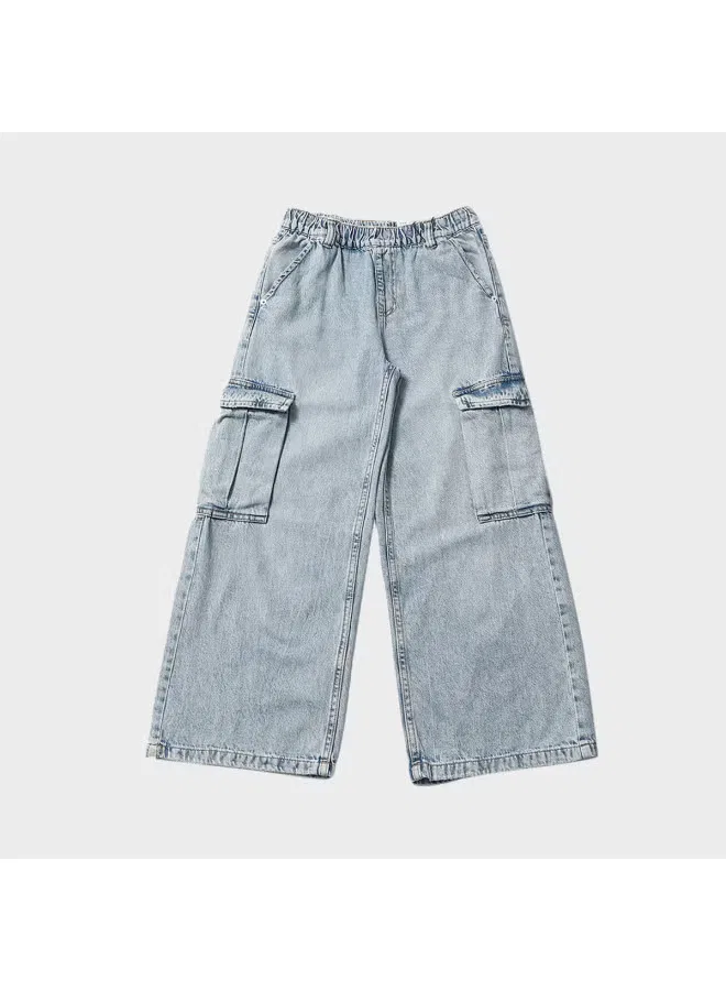 Брюки прямые хлопковые с эластичным поясом Zara, голубой — фото 2