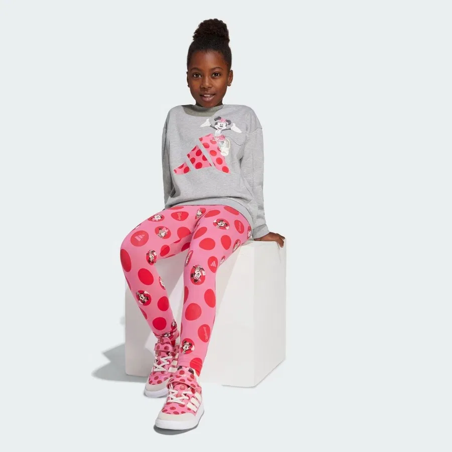 Детский спортивный комплект из свитшота и леггинсов Minnie Mouse adidas, Розовый — фото 3