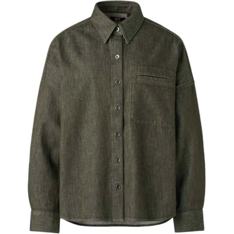 Женская джинсовая куртка с лацканами, Dark Olive, UNIQLO