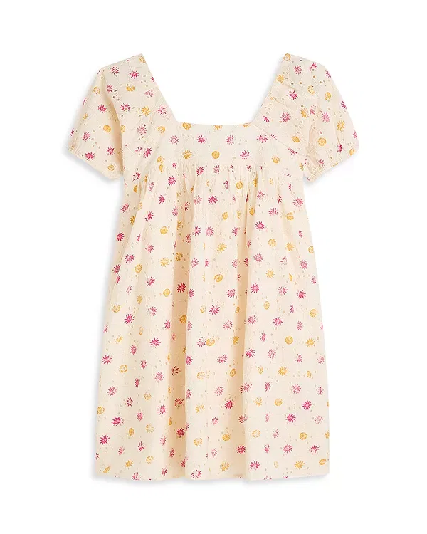 Детское платье для девочек с принтом и вышивкой Scotch & Soda, Light Beige