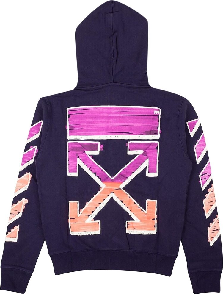 Худи Off-White Marker Slim Zip Hoodie 'Purple', фиолетовый — фото 3