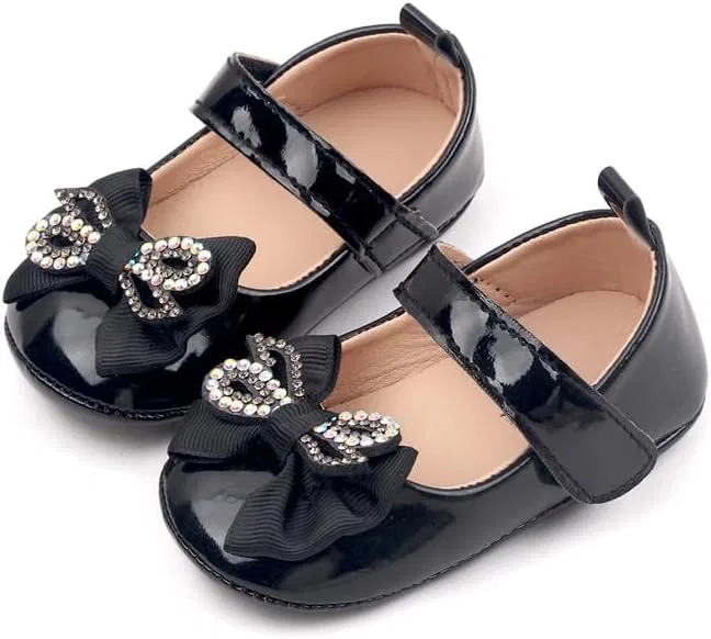 Детские туфли Мэри Джейн для девочек с бантом Princess Purepips, Black