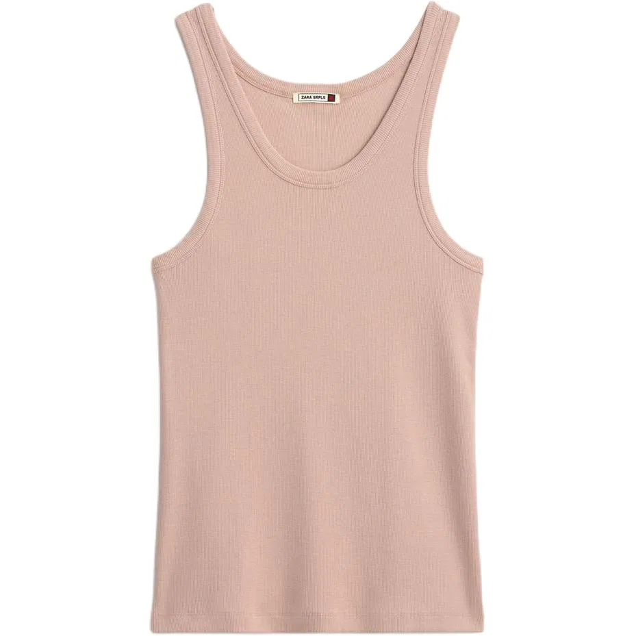 Женская майка без рукавов с круглым вырезом Light Peach Red ZARA, Light Peach Red