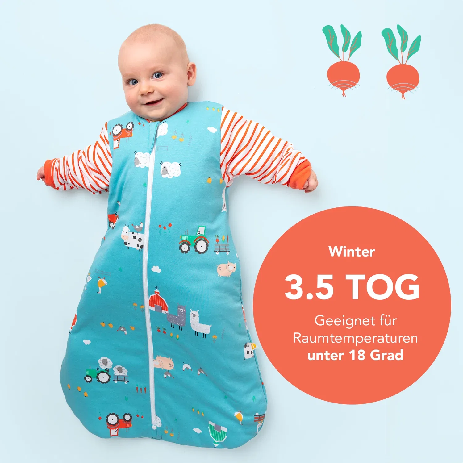 Спальный мешок для младенцев утепленный Bio Babyschlafsack Schlummersack, синий — фото 4