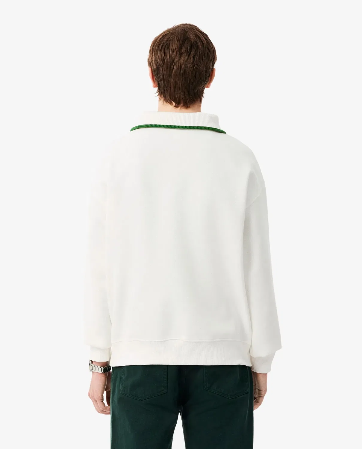 Свитшот мужской Lacoste с высоким воротником на молнии, свободный крой, Blanco — фото 2