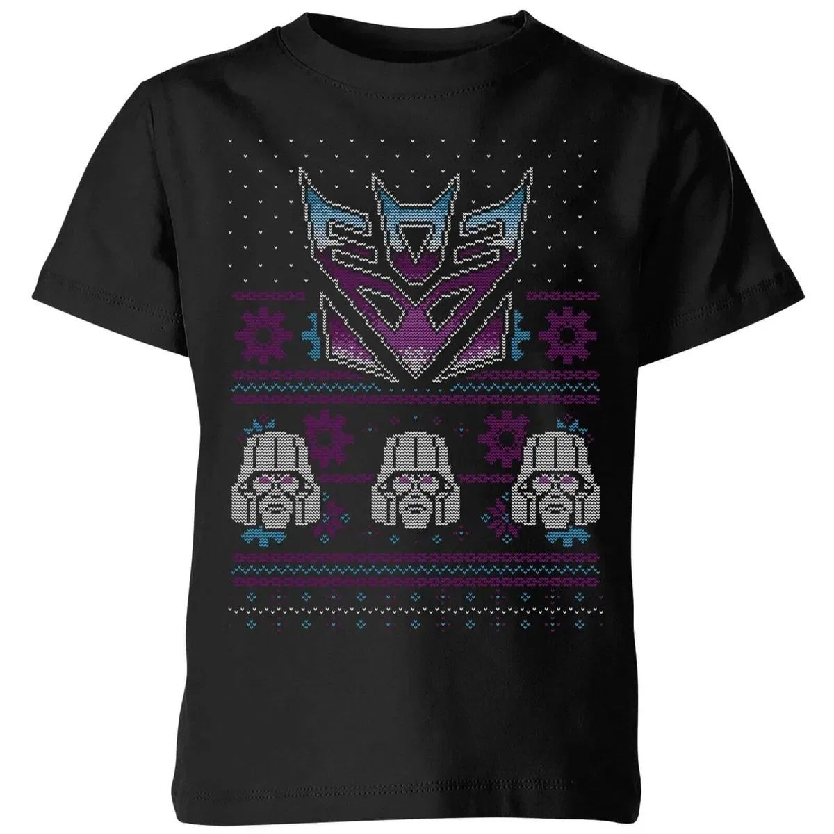 Детская футболка с принтом Decepticons classic ugly knit christmas kids t-shirt Transformers, Black