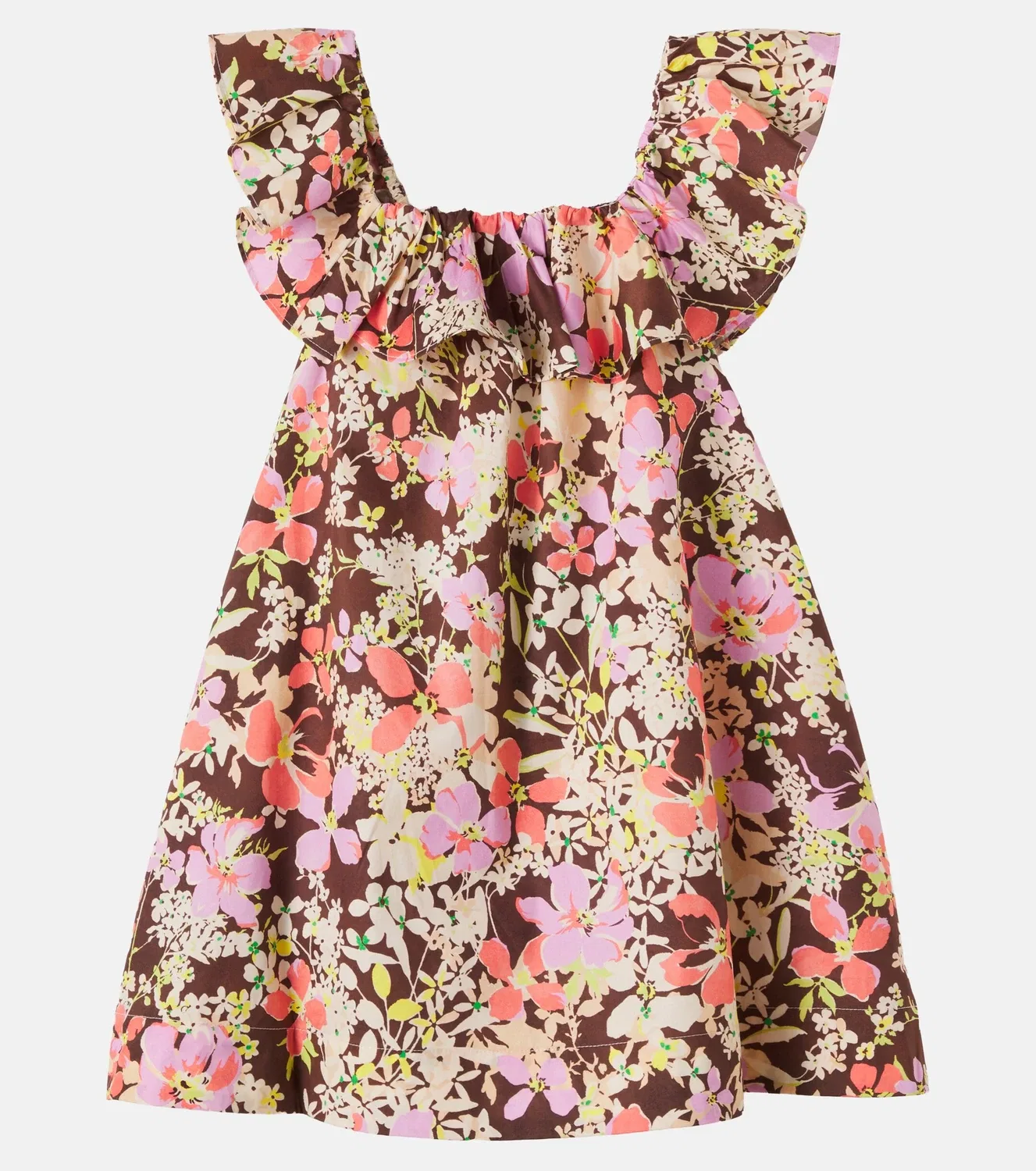 Платье с цветочным принтом Zimmermann Kids, Chocolate Multi Floral — фото 3