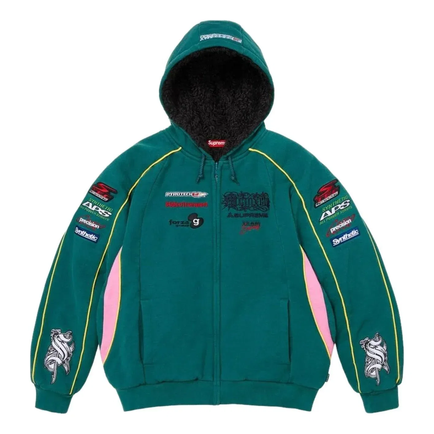 Мужское худи FW26 Racing Lined Zip Up Hooded Sweatshirt 'Dark Teal' Supreme, Dark Teal