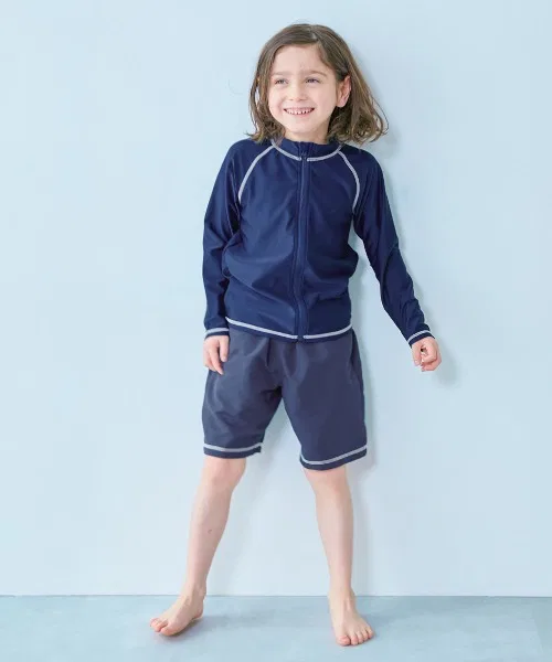 Детский рашгард с длинным рукавом на молнии, Navy/White, devirock — фото 3