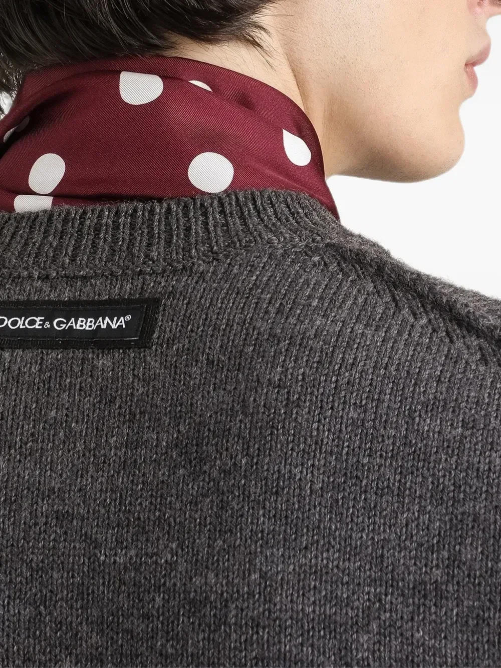 Пуловер из вирджинской шерсти DOLCE & GABBANA, серый — фото 4
