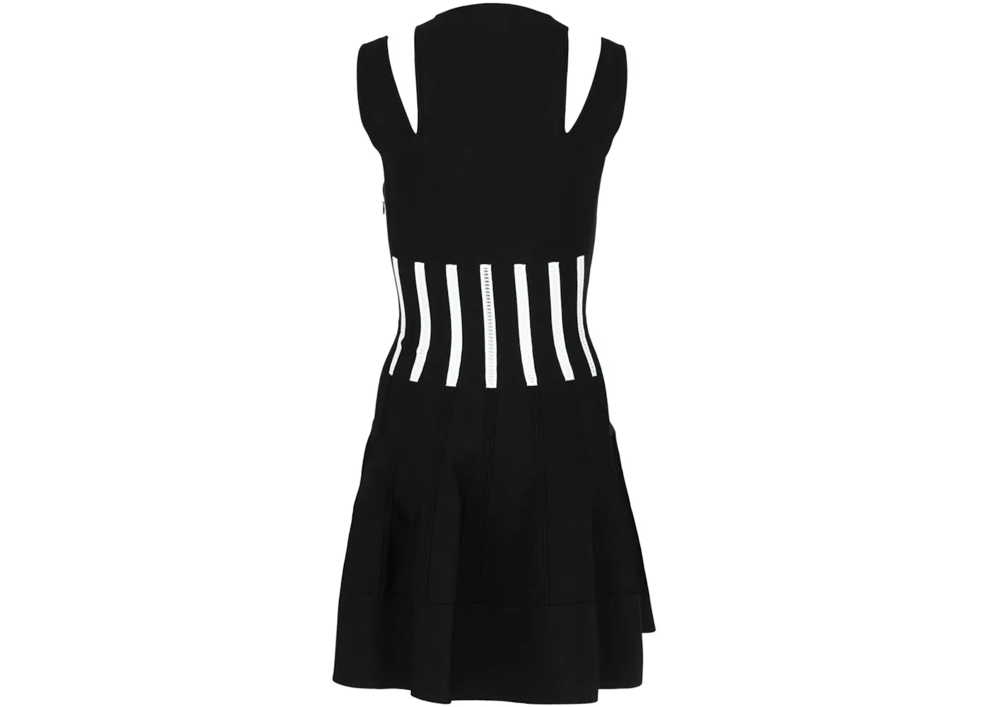 Женское платье мини без рукавов с вырезом Alexander McQueen, Black White — фото 2