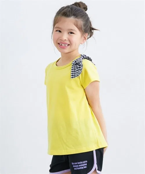 Детская футболка для девочек с длинным рукавомRibbon Design QUNTSTYLE, Yellow — фото 4